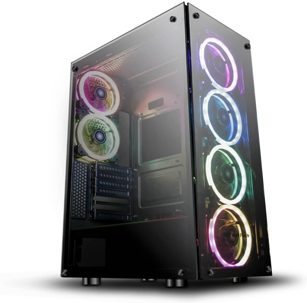 DarkFlash Phantom Black ATX Mid-Tower Desktop Computer Gaming Case