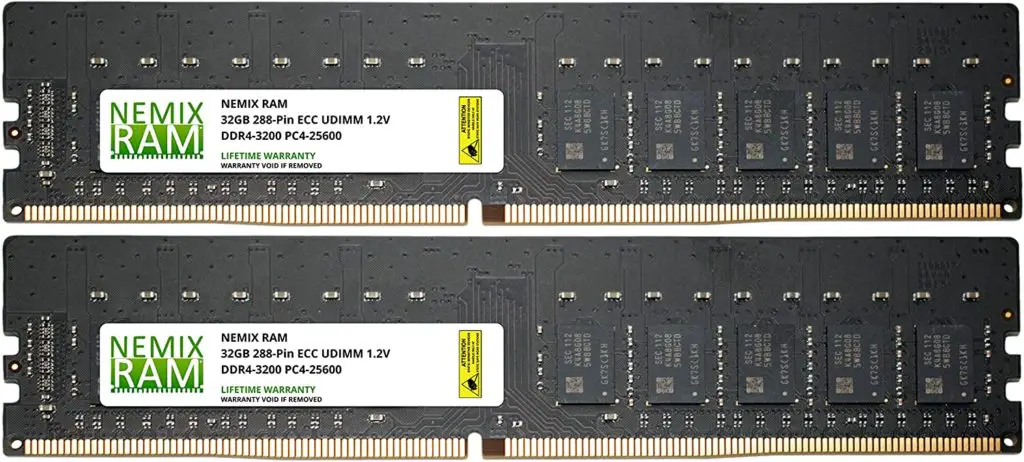 NEMIX RAM 64GB 2x32GB DDR4-3200 PC4-25600 2Rx8 ECC Unbuffered Server Memory