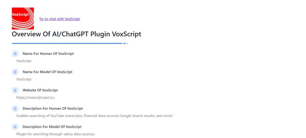 VoxScript ChatGPT Plugin